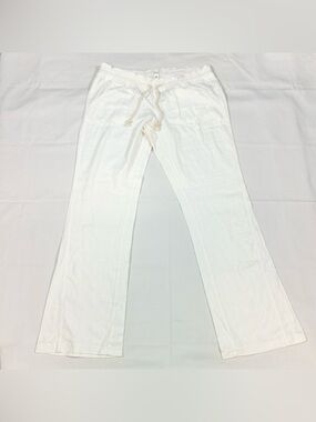 NWT Roxy Women's XL Oceanside Pants Linen Viscose Comfort Summer Beach White
